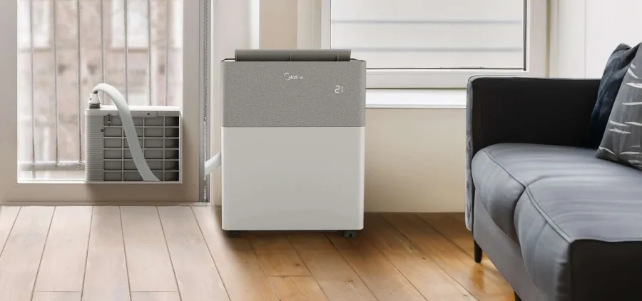 Climatiseur split mobile avec une liaison plate entre les deux unités