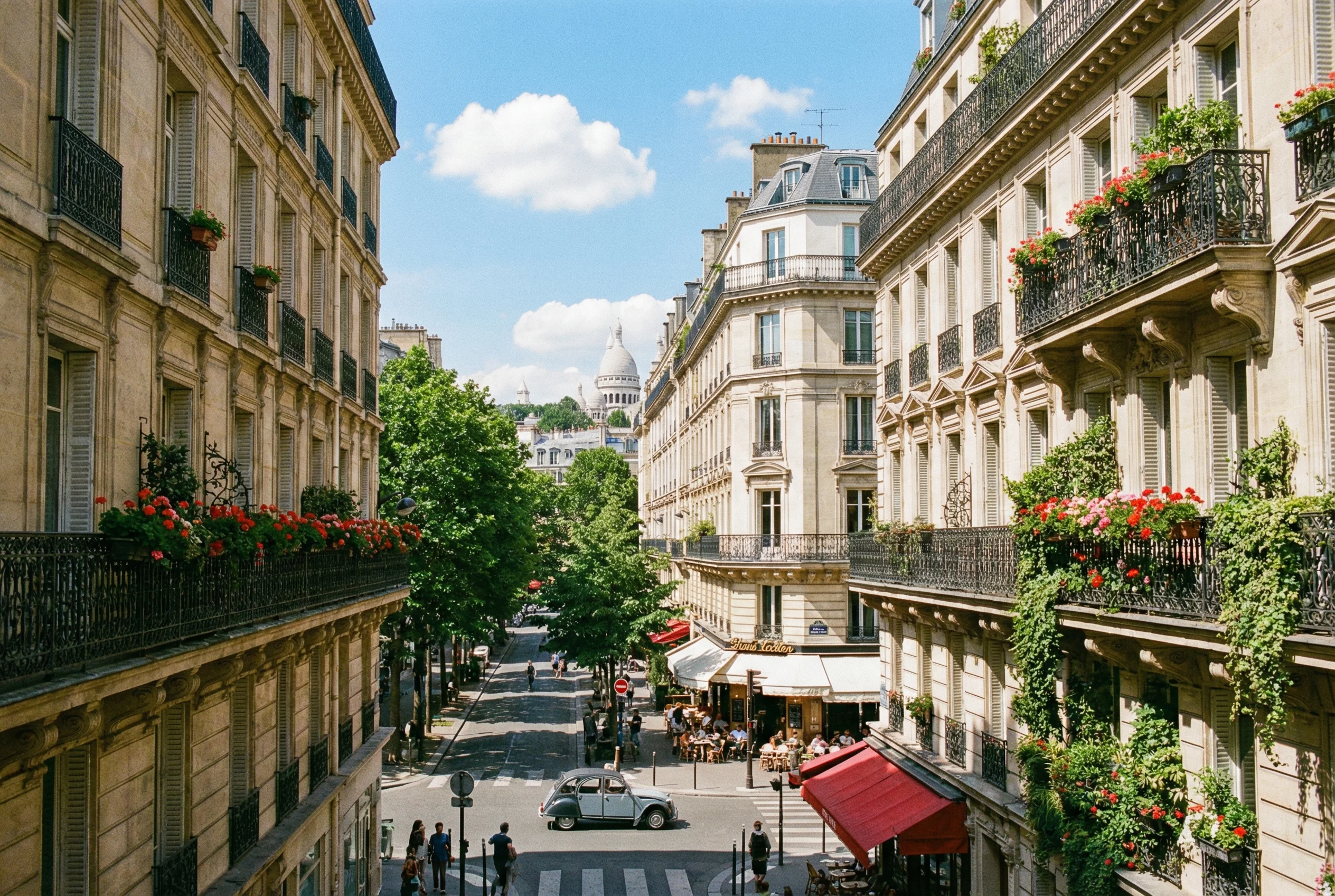 Vue panoramique des toits de Paris au printemps