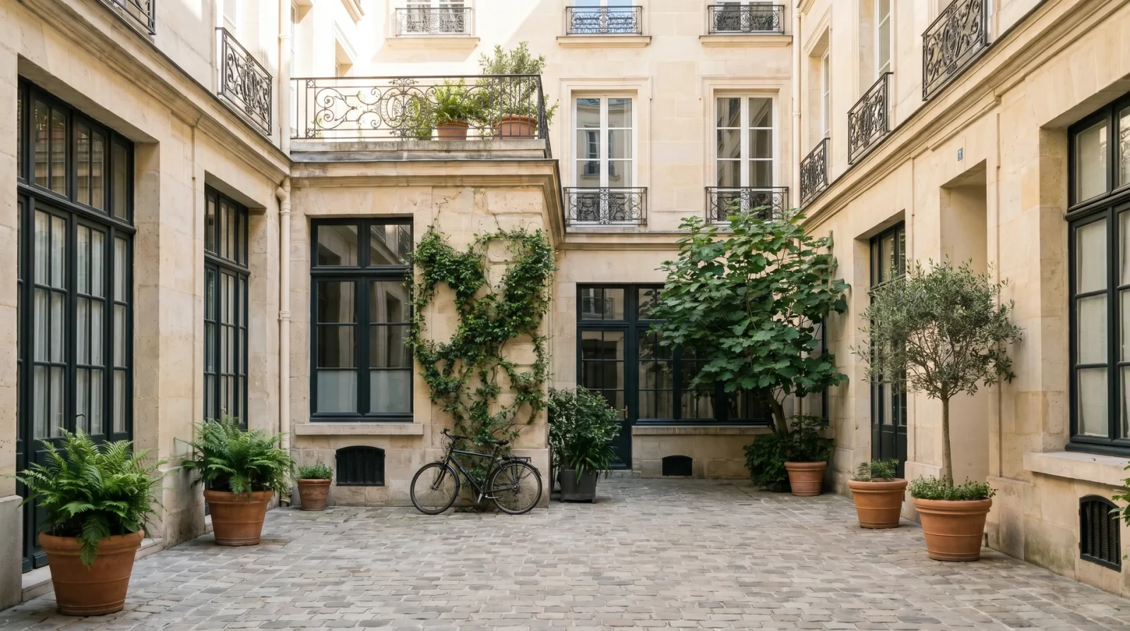 Copropriété parisienne, façades et balcons