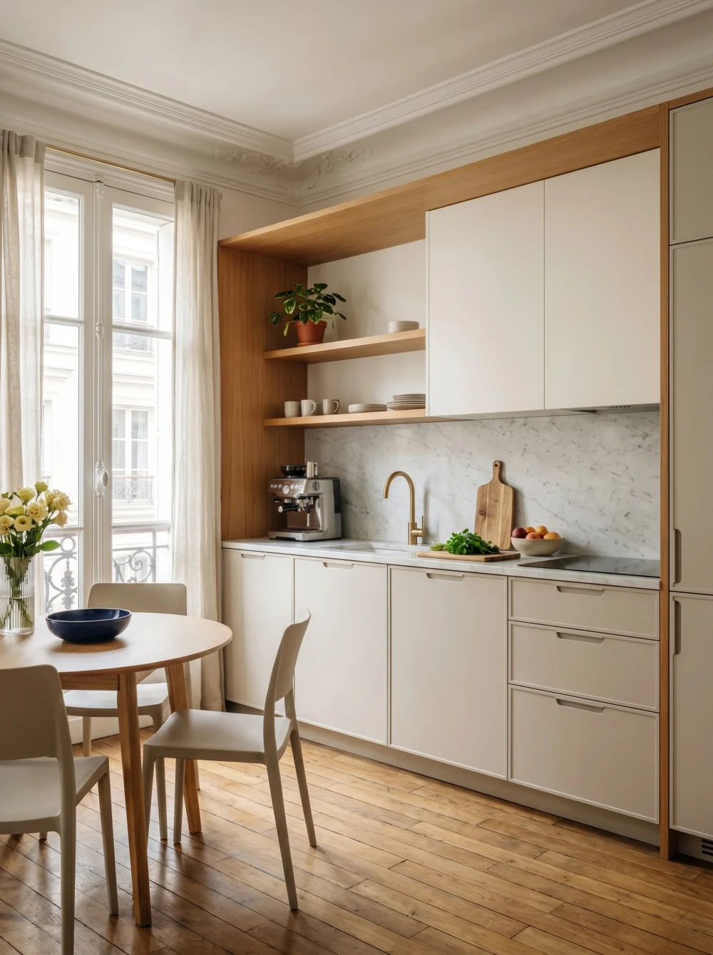 Cuisine élégante d'un premier appartement à Paris