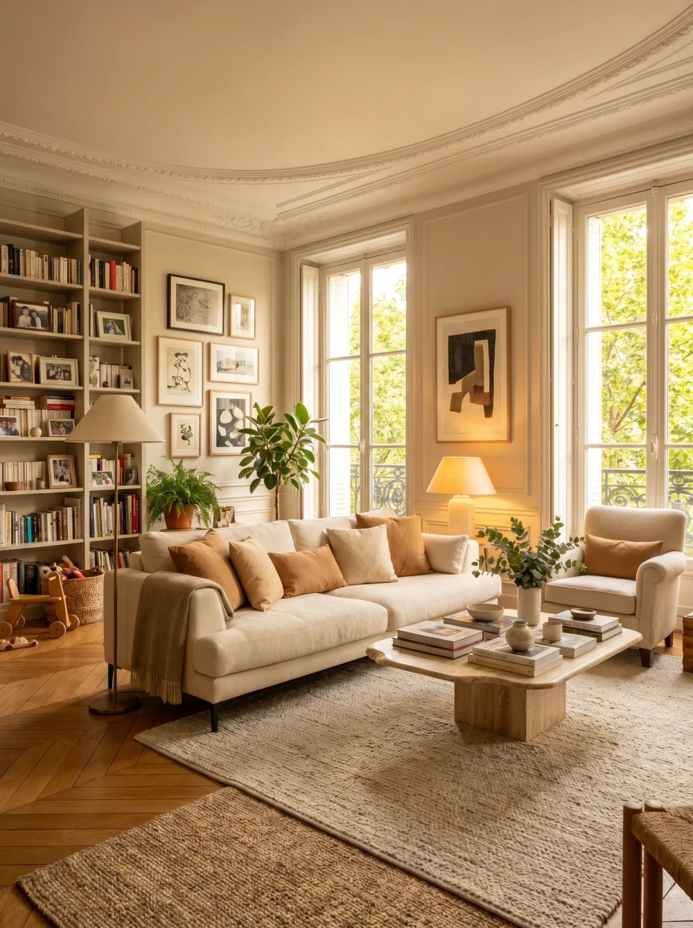 Salon d'un appartement familial haussmannien à Paris