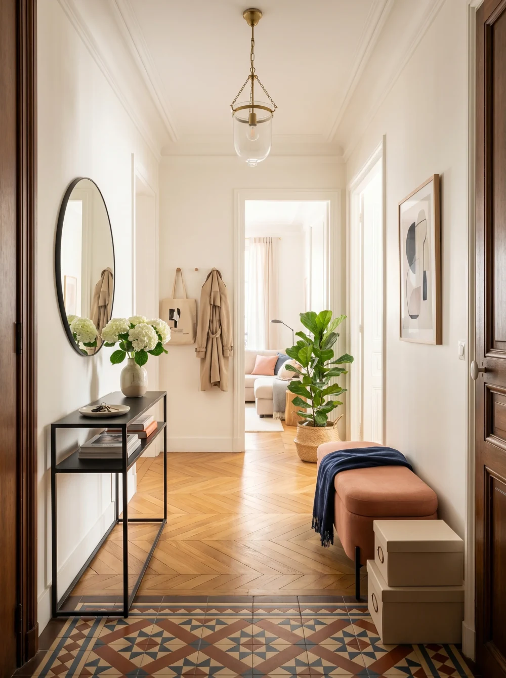 Entrée d'un appartement parisien, nouvel emménagement