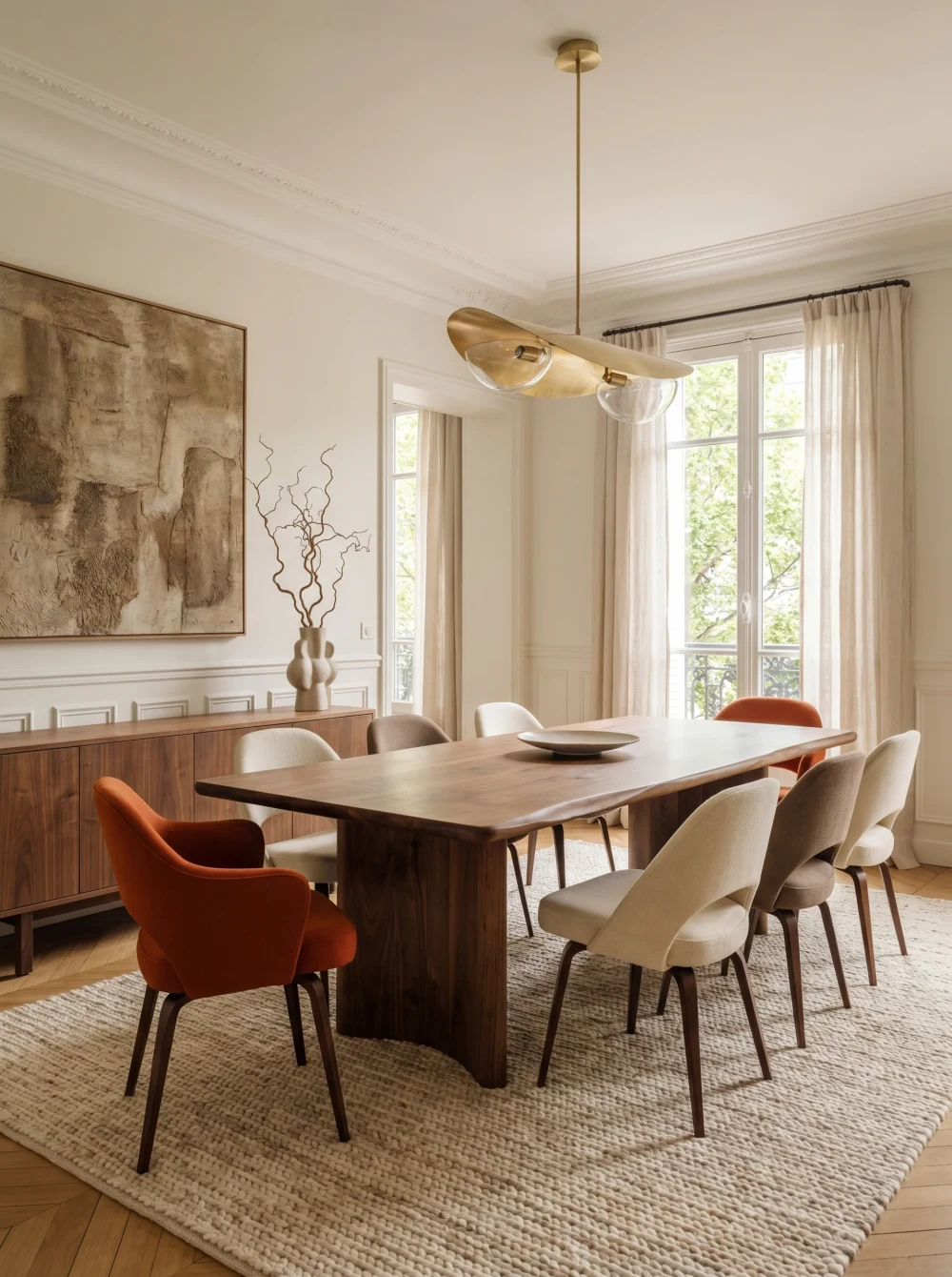 Salle à manger contemporaine d'un appartement parisien spacieux